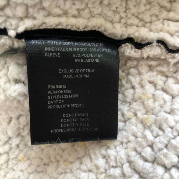 Sam Edelman Sherpa Lined Black Sweater wrap coat w Faux Leather/Shearling size S - Picture 4 of 11